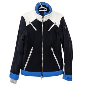 Toni Sailer Damen double zip black blue ski jacket size 38